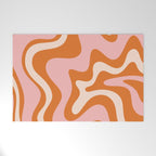 Liquid Swirl Retro Abstract Pattern in Orange Pink Cream Welcome Mat Gallery Image 1