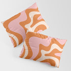 Liquid Swirl Retro Abstract Pattern in Orange Pink Cream Pillow Sham Gallery Image 3