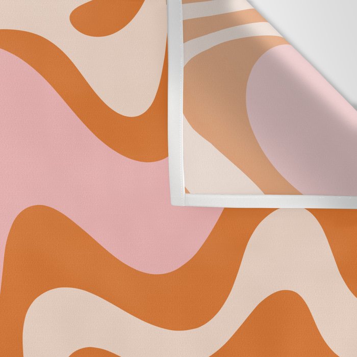Liquid Swirl Retro Abstract Pattern in Orange Pink Cream Wall Tapestry Gallery Image 3