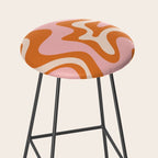 Liquid Swirl Retro Abstract Pattern in Orange Pink Cream Stool Gallery Image 2
