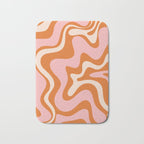 Liquid Swirl Retro Abstract Pattern in Orange Pink Cream Bath Mat Gallery Image 1