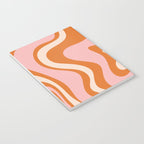 Liquid Swirl Retro Abstract Pattern in Orange Pink Cream Notebook Gallery Image 3