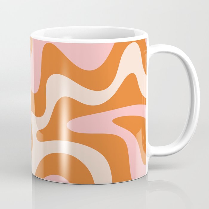 Liquid Swirl Retro Abstract Pattern in Orange Pink Cream Coffee Mug Gallery Image 1