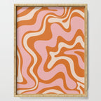 Liquid Swirl Retro Abstract Pattern in Orange Pink Cream Serving Tray Gallery Image 1