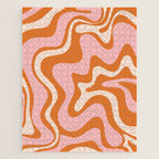 Liquid Swirl Retro Abstract Pattern in Orange Pink Cream Jigsaw Puzzle Gallery Image 1