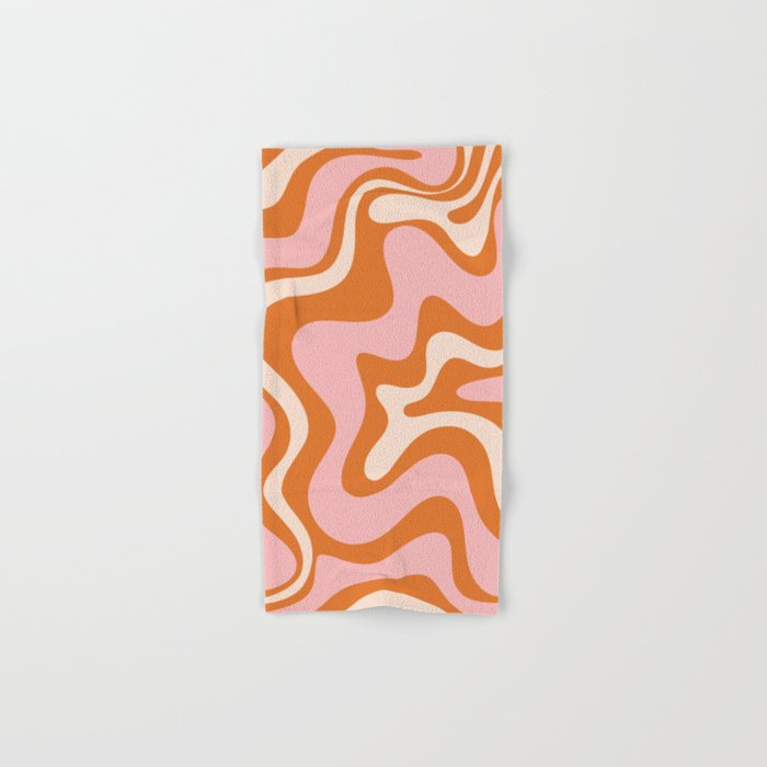 Liquid Swirl Retro Abstract Pattern in Orange Pink Cream Bath Towel Gallery Image 1