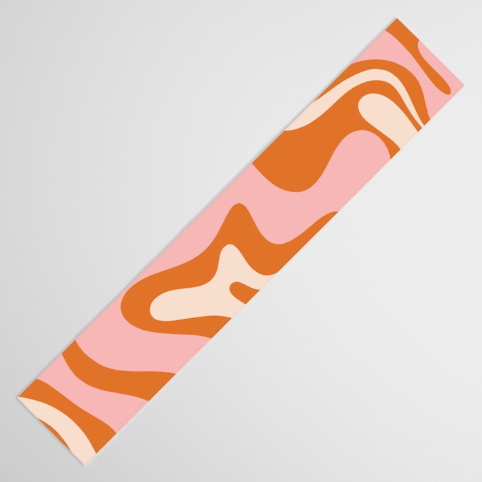 Liquid Swirl Retro Abstract Pattern in Orange Pink Cream Table Runner Gallery Image 3