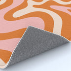 Liquid Swirl Retro Abstract Pattern in Orange Pink Cream Rug Gallery Image 4