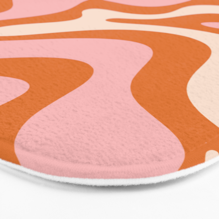 Liquid Swirl Retro Abstract Pattern in Orange Pink Cream Bath Mat Gallery Image 3