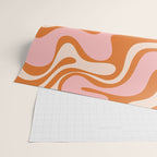 Liquid Swirl Retro Abstract Pattern in Orange Pink Cream Wrapping Paper Gallery Image 2