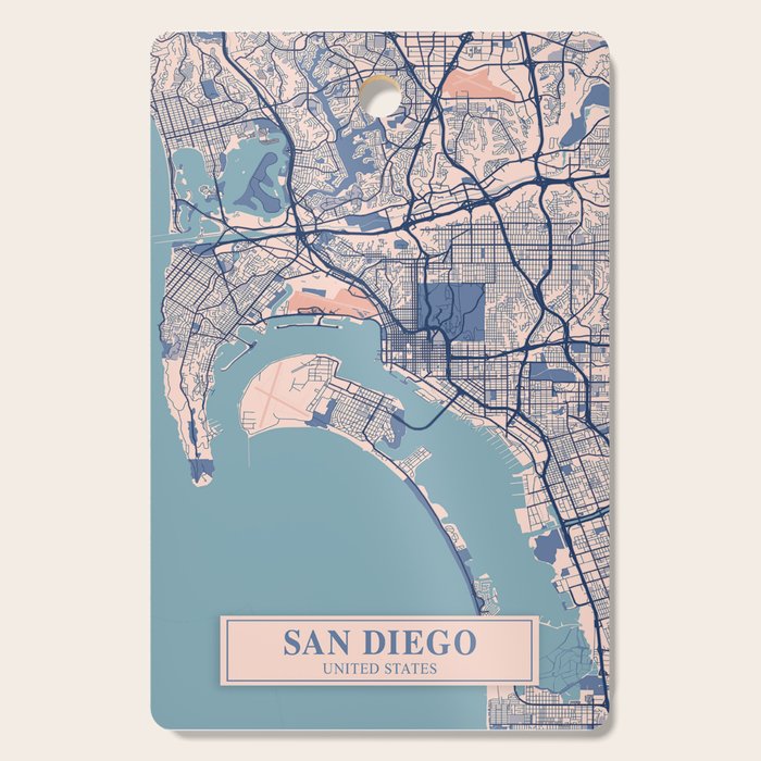 San diego vintage city map Cutting Board Gallery Image 1