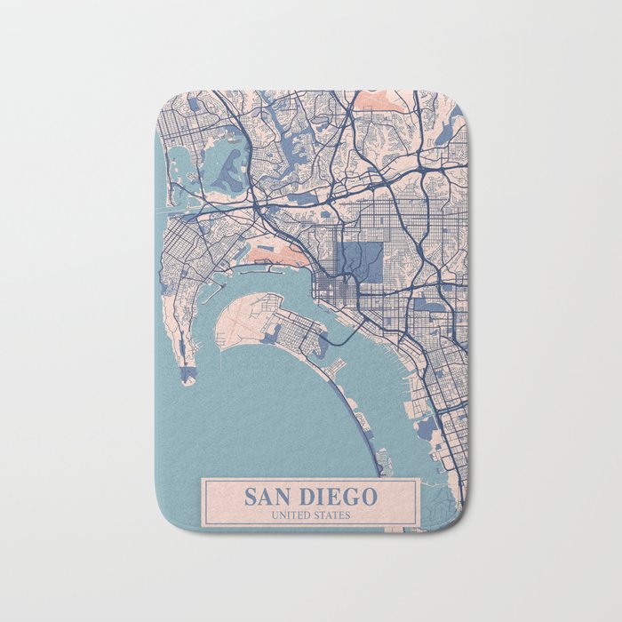 San diego vintage city map Bath Mat Gallery Image 1
