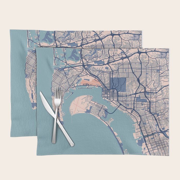 San diego vintage city map Placemat Gallery Image 1