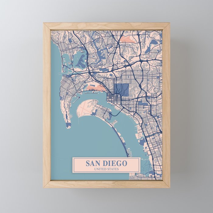 San diego vintage city map Mini Art Print Gallery Image 1