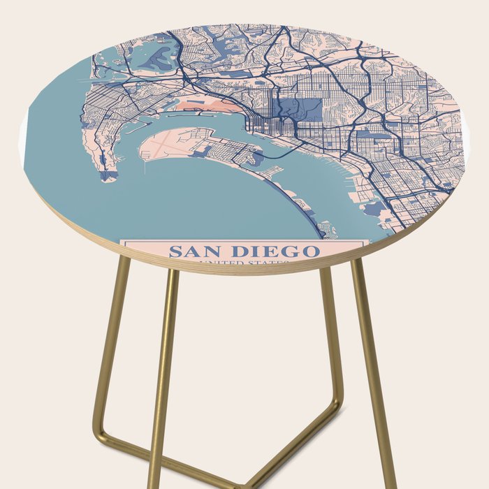 San diego vintage city map Side Table Gallery Image 2