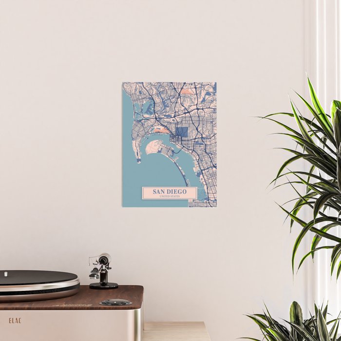 San diego vintage city map Poster Gallery Image 2