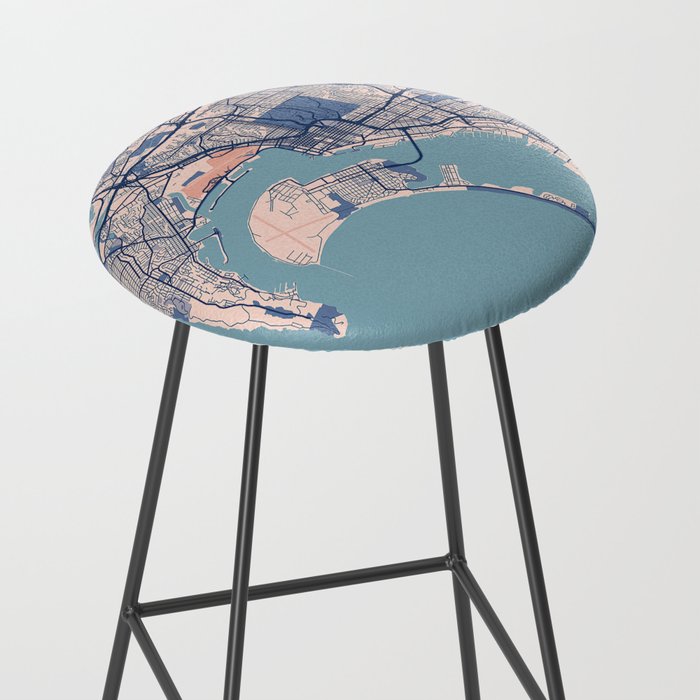 San diego vintage city map Stool Gallery Image 2