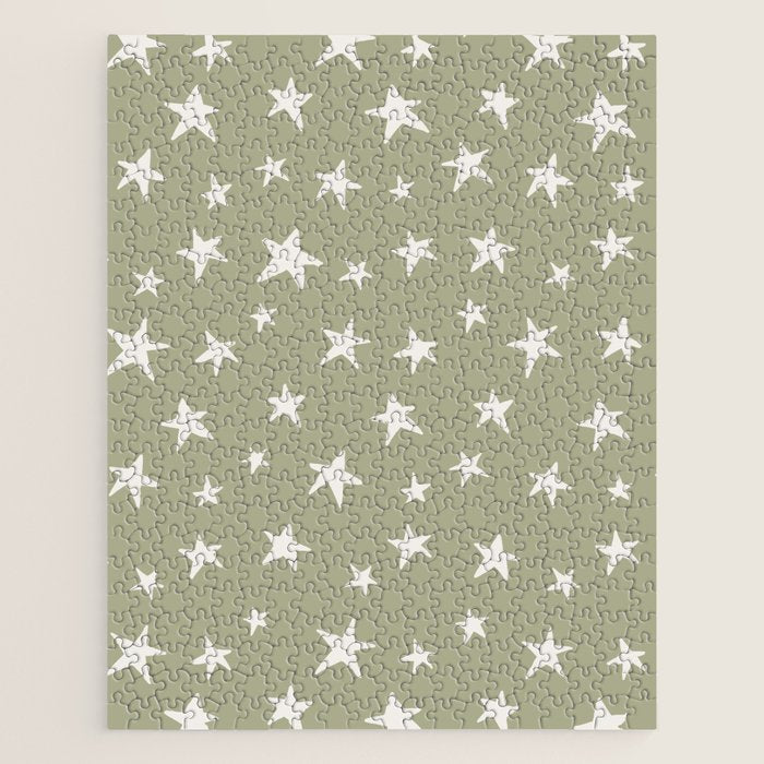 Stars Sage Green Jigsaw Puzzle Gallery Image 1