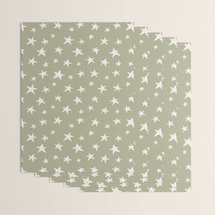 Stars Sage Green Wrapping Paper Gallery Image 3