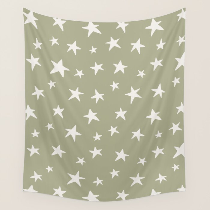Stars Sage Green Wall Tapestry Gallery Image 4