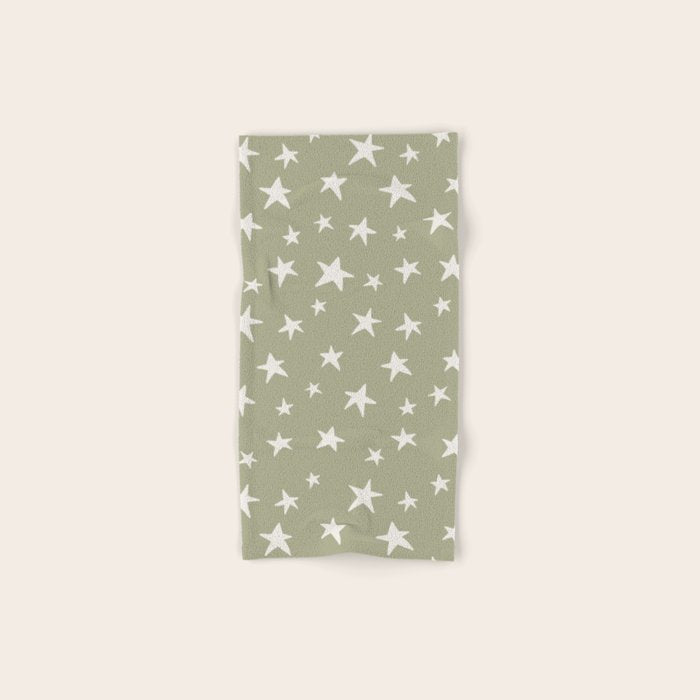 Stars Sage Green Bath Towel Gallery Image 1