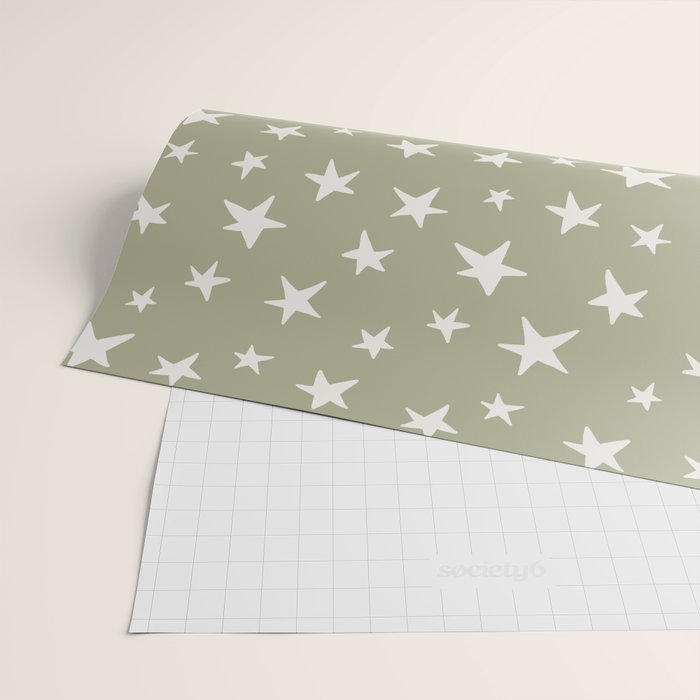 Stars Sage Green Wrapping Paper Gallery Image 2
