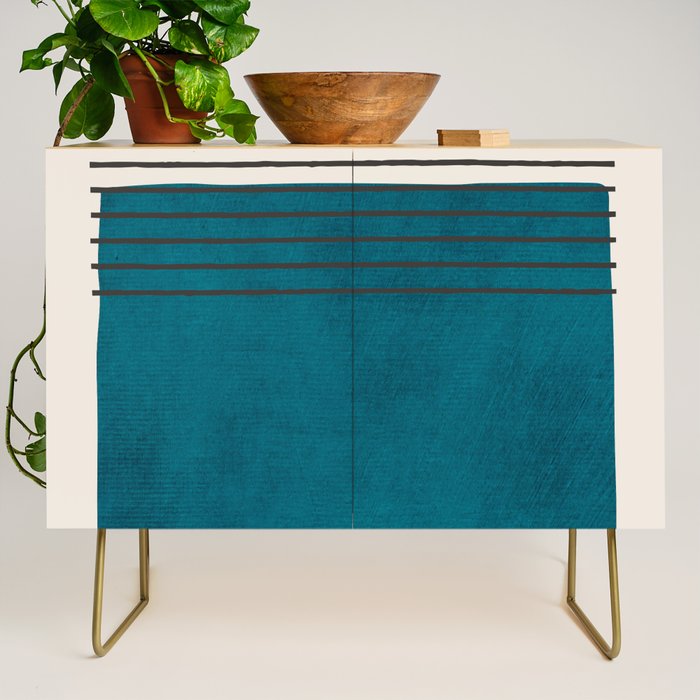 Dark Teal Minimalist Design Artwork Credenza Gallery Image 1