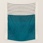Dark Teal Minimalist Design Artwork Wall Tapestry Gallery Image 4