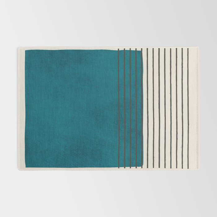 Dark Teal Minimalist Design Artwork Rug Gallery Image 2