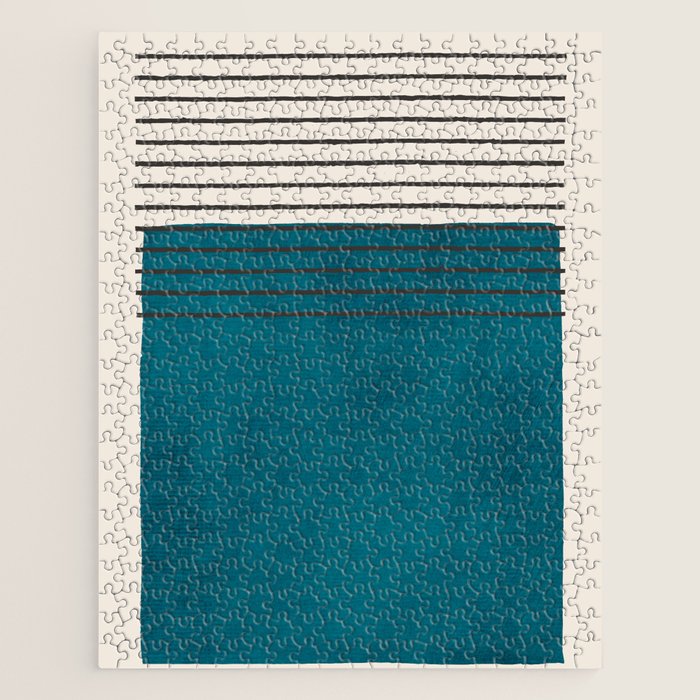 Dark Teal Minimalist Design Artwork Jigsaw Puzzle Gallery Image 1