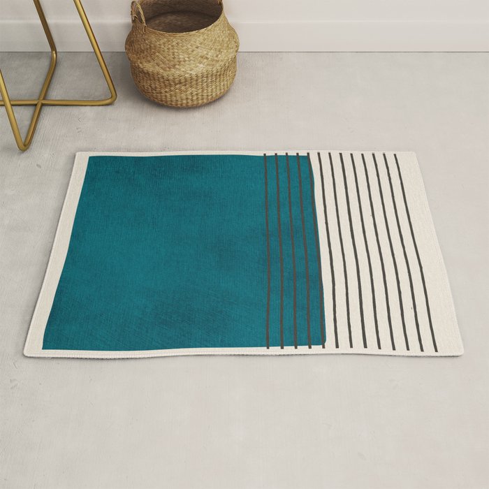 Dark Teal Minimalist Design Artwork Rug Gallery Image 1
