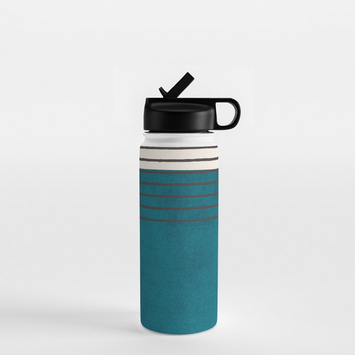 Dark Teal Minimalist Design Artwork Water Bottle Gallery Image 1