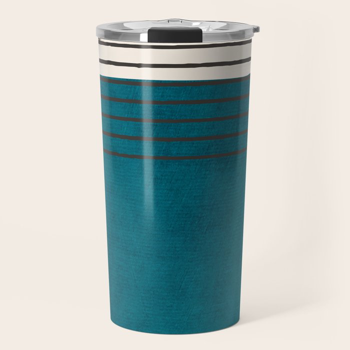 Dark Teal Minimalist Design Artwork Travel Mug Gallery Image 1