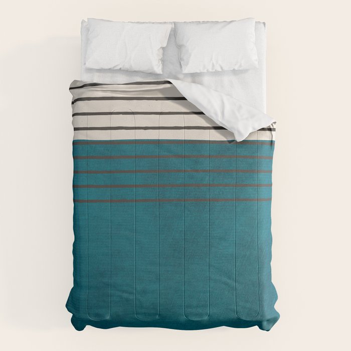Dark Teal Minimalist Design Artwork Comforter Gallery Image 1