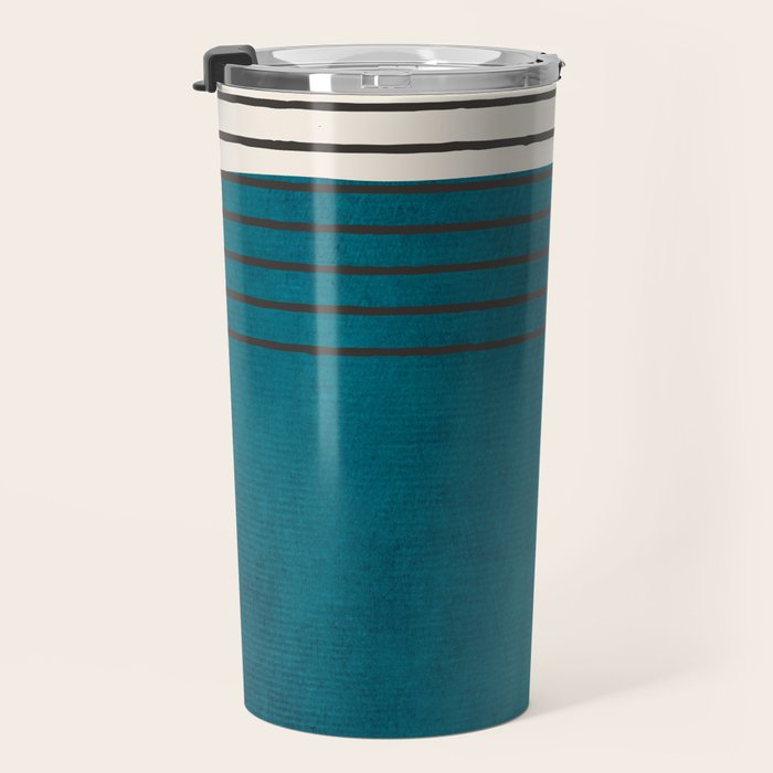 Dark Teal Minimalist Design Artwork Travel Mug Gallery Image 3