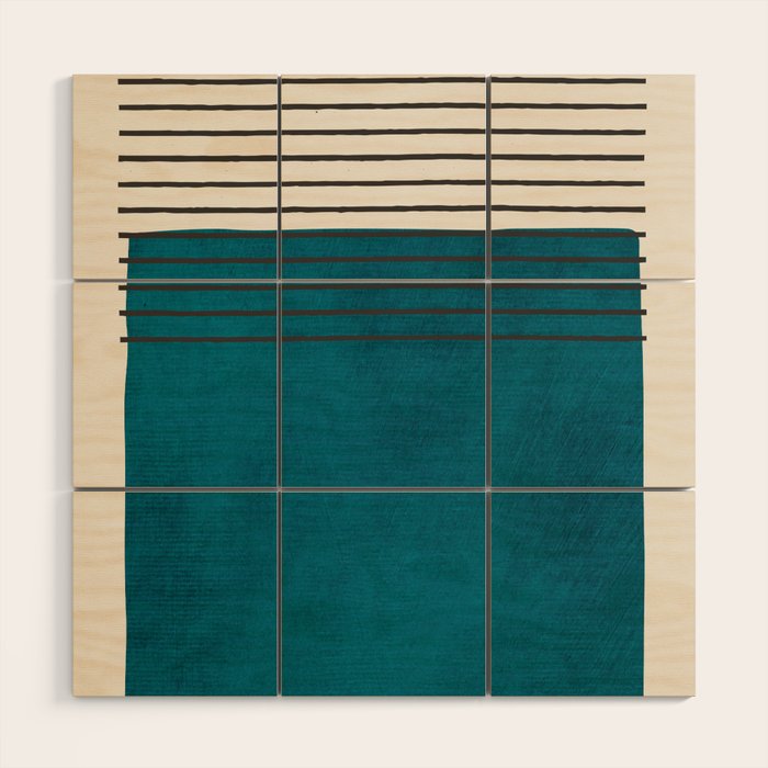 Dark Teal Minimalist Design Artwork Wood Wall Art Gallery Image 1