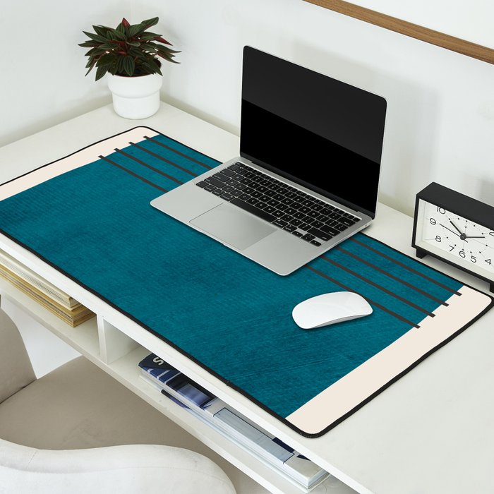 Dark Teal Minimalist Design Artwork Desk Mat Gallery Image 2