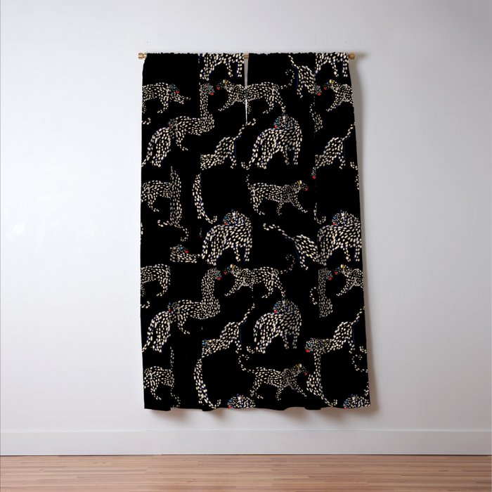 Boho modern black cheetah  Window Curtain Gallery Image 3