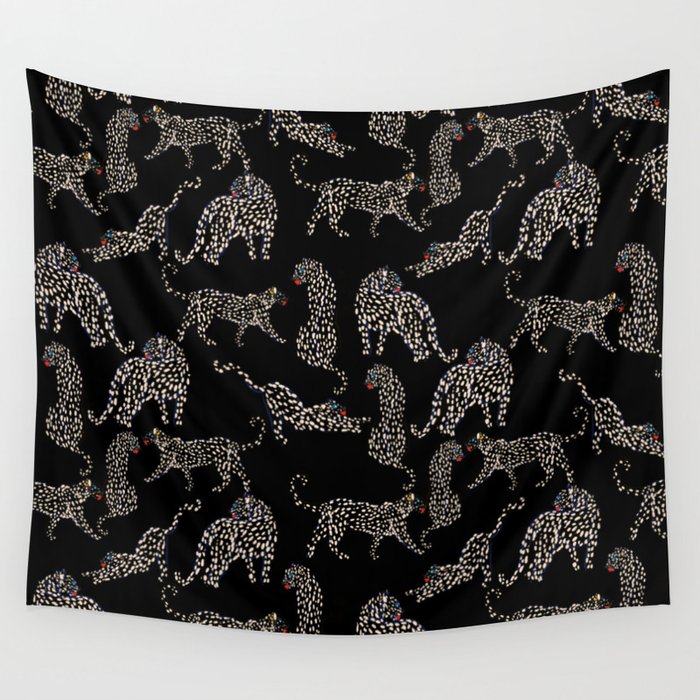 Boho modern black cheetah  Wall Tapestry Gallery Image 1