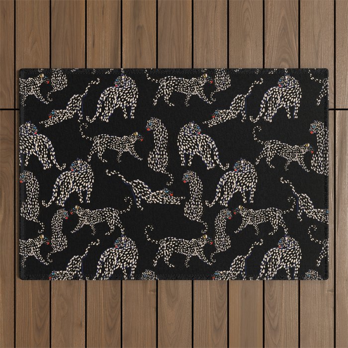 Boho modern black cheetah  Outdoor Rug Gallery Image 1