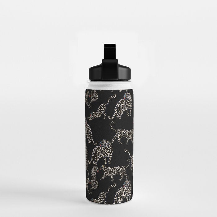 Boho modern black cheetah  Water Bottle Gallery Image 2