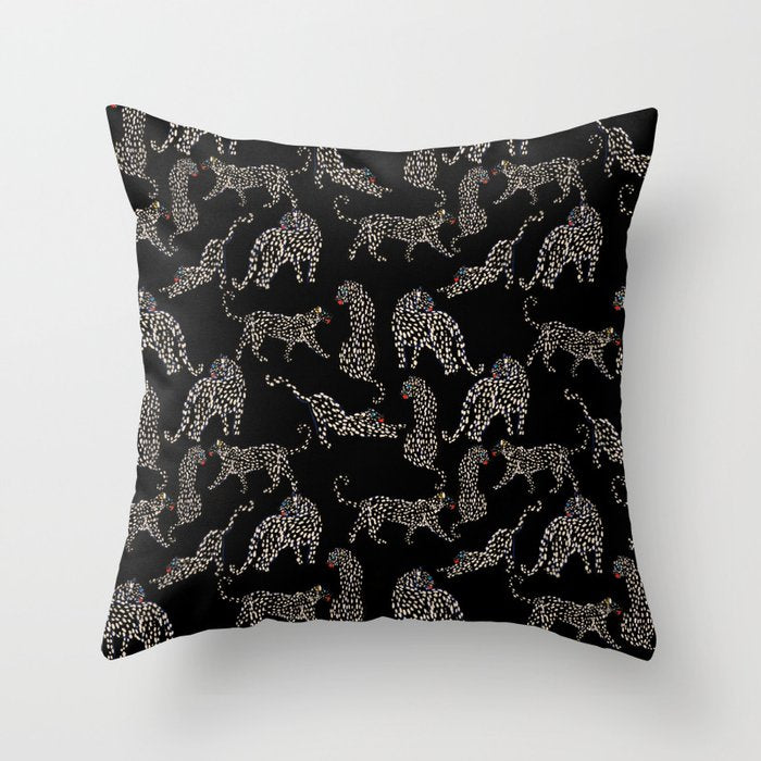 Boho modern black cheetah  Throw Pillow Gallery Image 6