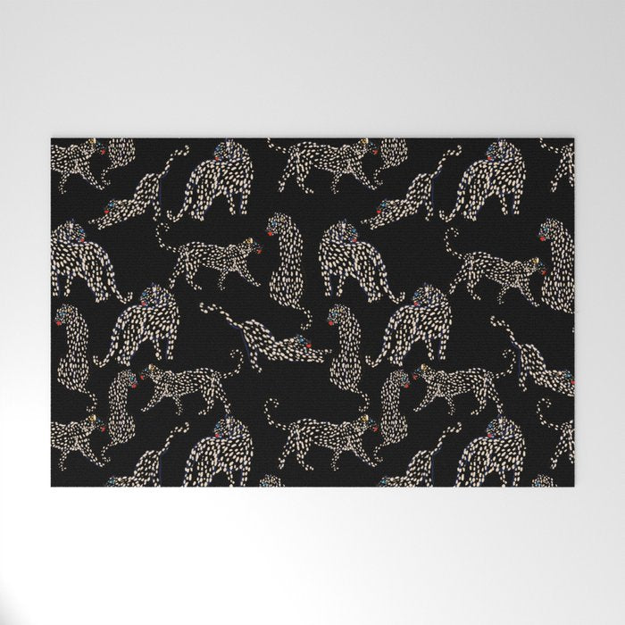 Boho modern black cheetah  Welcome Mat Gallery Image 1