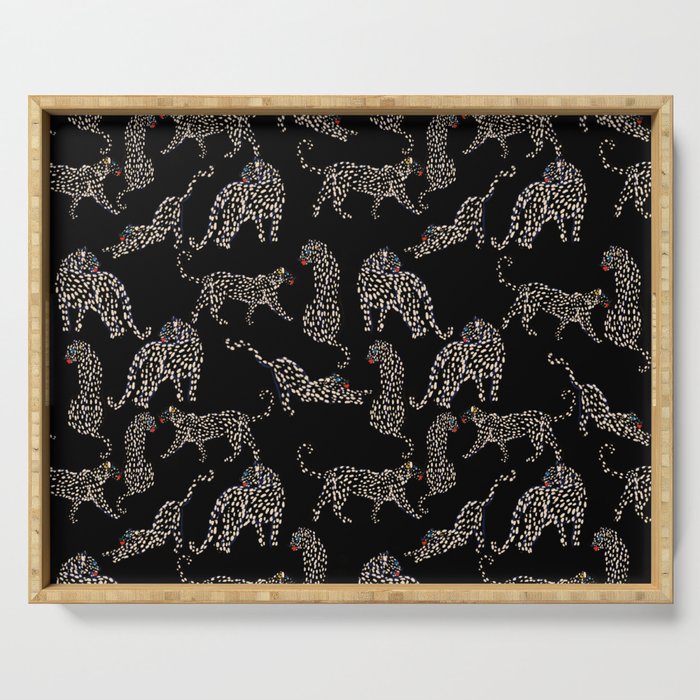 Boho modern black cheetah  Serving Tray Gallery Image 1