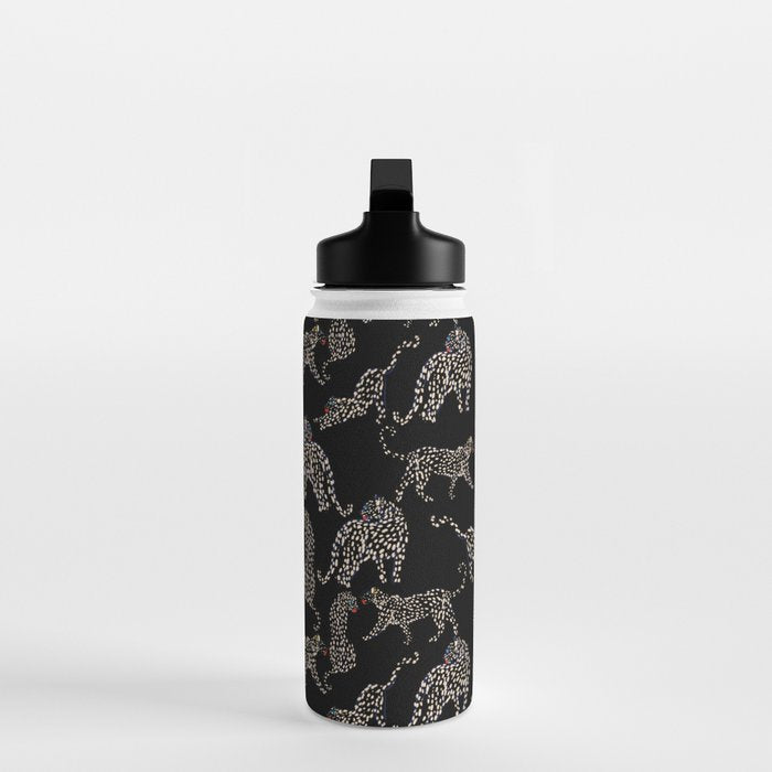Boho modern black cheetah  Water Bottle Gallery Image 3