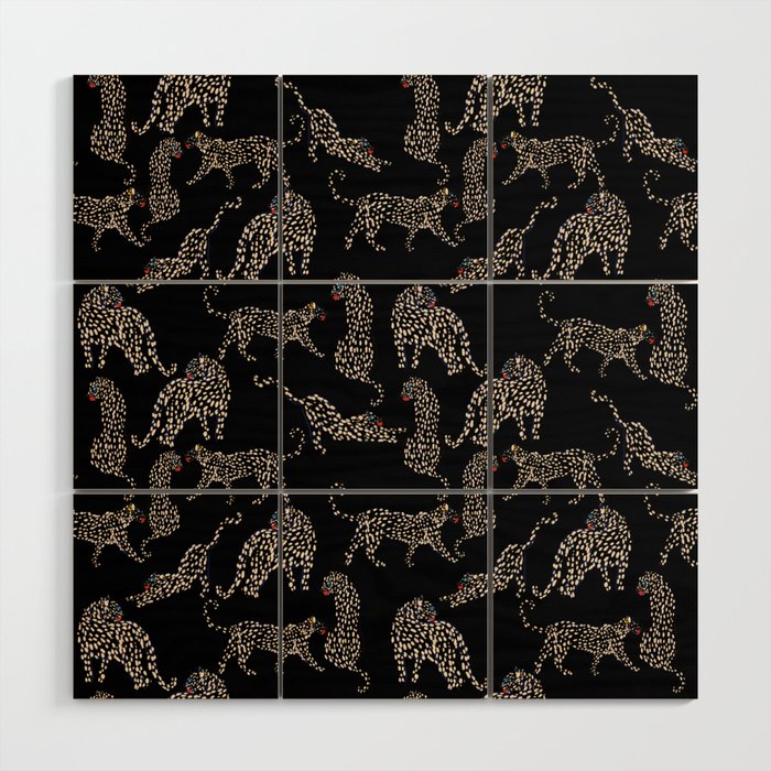 Boho modern black cheetah  Wood Wall Art Gallery Image 1