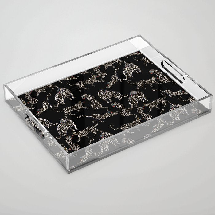 Boho modern black cheetah  Acrylic Tray Gallery Image 1