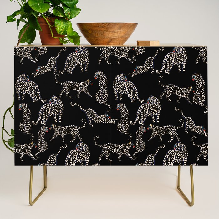 Boho modern black cheetah  Credenza Gallery Image 1