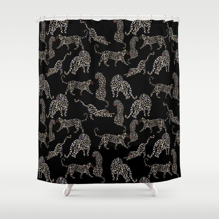 Boho modern black cheetah  Shower Curtain Gallery Image 1
