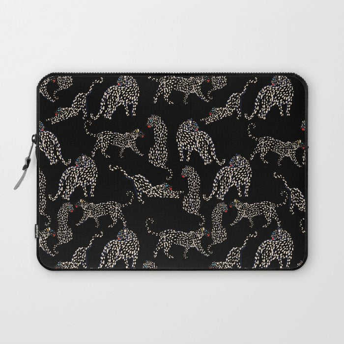 Boho modern black cheetah  Laptop Sleeve Gallery Image 1